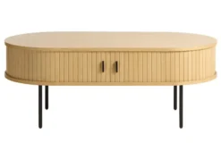 Ława drewniana Gativel 120x60 cm lamele dąb naturalny