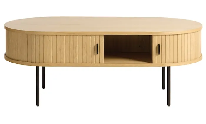 Ława drewniana Gativel 120x60 cm lamele dąb naturalny