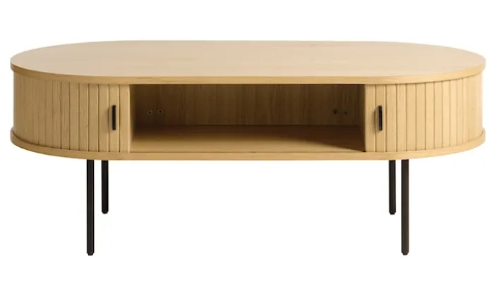 Ława drewniana Gativel 120x60 cm lamele dąb naturalny