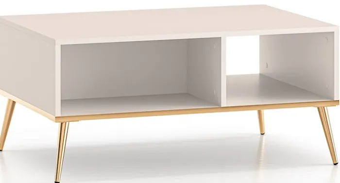 Ława kawowa Selgin 60x90 cm szary beż ze złotymi nogami