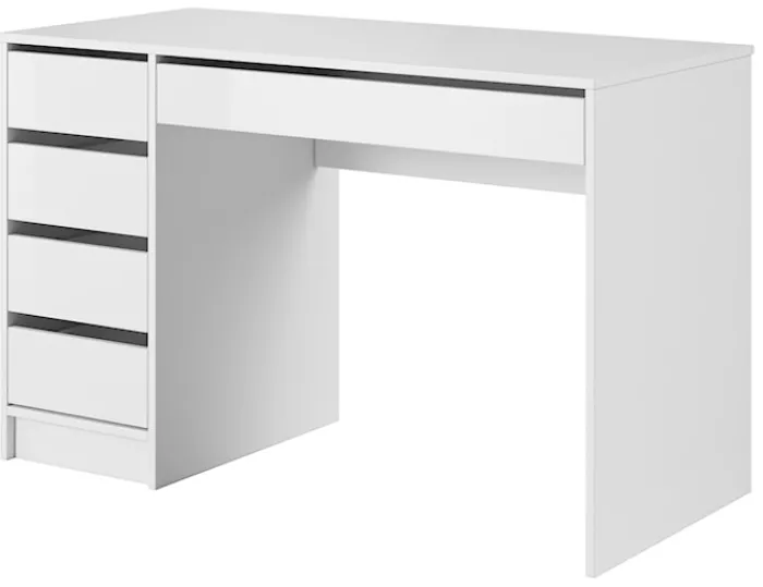 Biurko Allden białe/biały połysk z szufladami