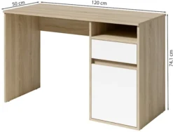Biurko Billa z szufladą i szafką 120 cm dąb sonoma / biały