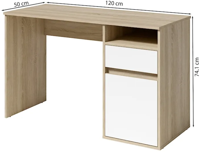 Biurko Billa z szufladą i szafką 120 cm dąb sonoma / biały