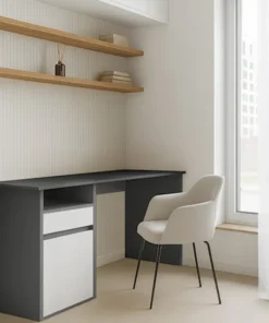 Biurko Billa z szufladą i szafką 120 cm grafit / biały