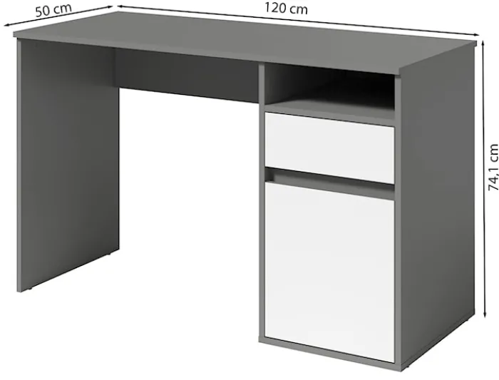 Biurko Billa z szufladą i szafką 120 cm grafit / biały