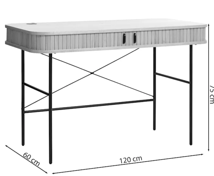 Biurko Gativel 120x60 cm lamele dąb palony