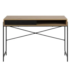 Biurko industrialne Duffman 110x50 cm ze schowkiem pod blatem naturalne