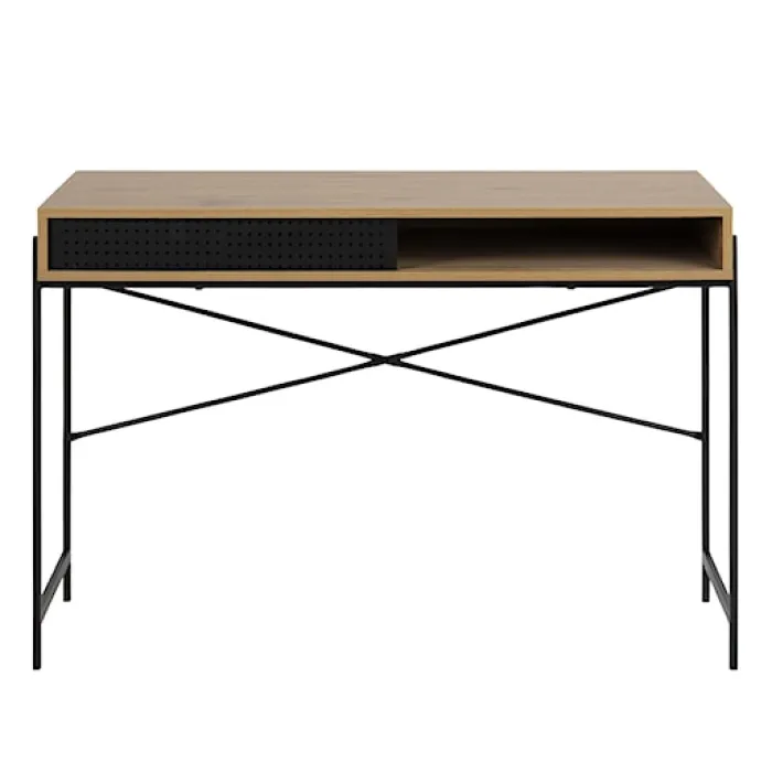 Biurko industrialne Duffman 110x50 cm ze schowkiem pod blatem naturalne