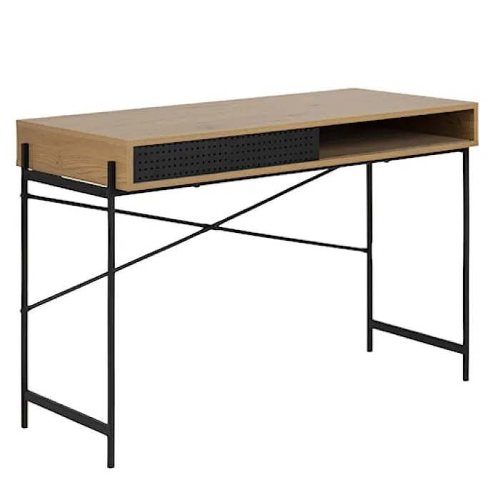 Biurko industrialne Duffman 110x50 cm ze schowkiem pod blatem naturalne