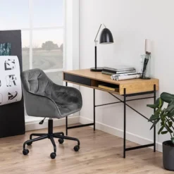 Biurko industrialne Duffman 110x50 cm ze schowkiem pod blatem naturalne