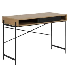 Biurko industrialne Duffman 110x50 cm ze schowkiem pod blatem naturalne