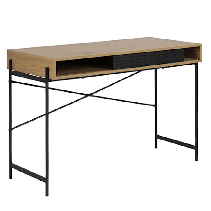 Biurko industrialne Duffman 110x50 cm ze schowkiem pod blatem naturalne