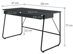 Biurko Match z dwiema szufladami 135 cm czarne