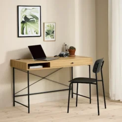 Biurko Mogest 120x60 cm beżowe boho