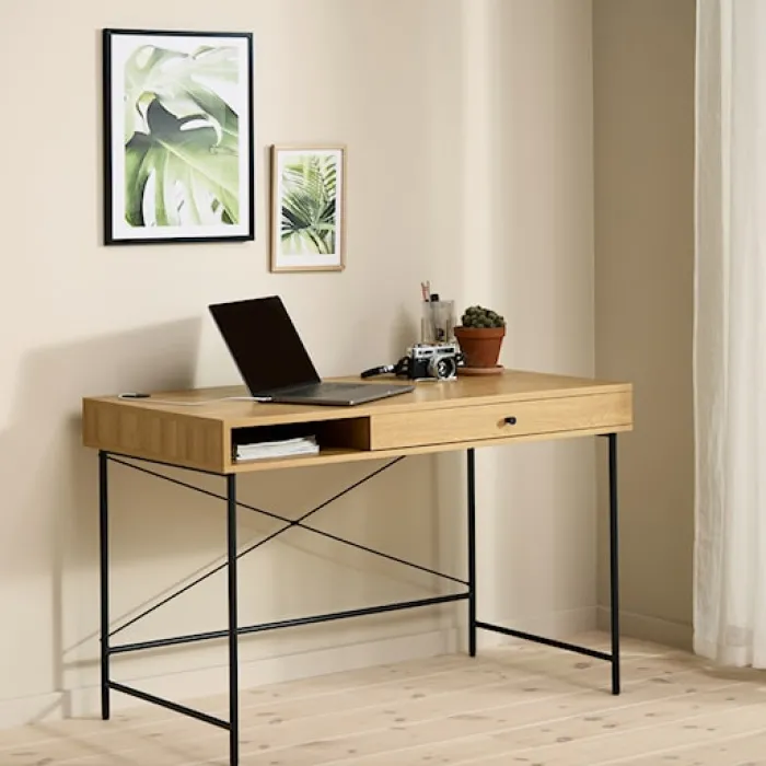 Biurko Mogest 120x60 cm beżowe boho