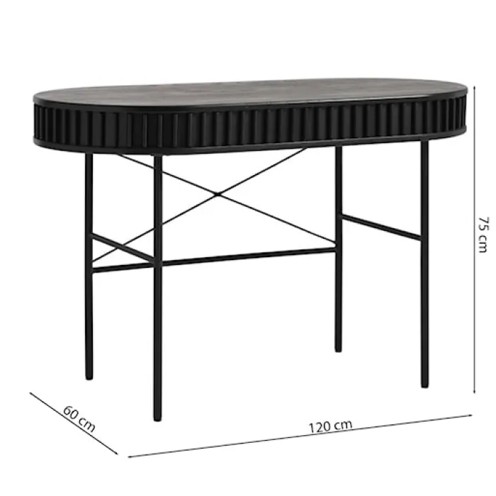 Biurko Ovitties 120x60 cm czarne lamele