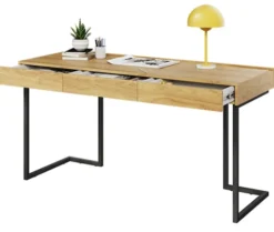 Biurko Teen Flex z szufladami 150 cm Hikora naturalna / raw steel