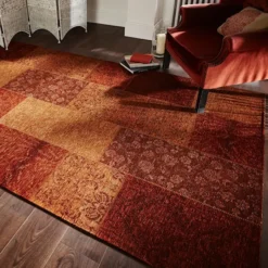 Dywan syntetyczny Patchwork Chenille terracotta Prostokątny/120x170