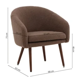 Fotel kubełkowy Glitens w tkaninie boucle brązowy