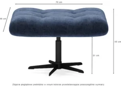 Fotel obrotowy Yoggie z podnóżkiem ciemnoszary welur łatwoczyszczący
