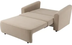 Kanapa rozkładana dwuosobowa Stevio 150 cm z pojemnikiem beżowa szenil hydrofobowy