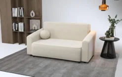 Kanapa rozkładana dwuosobowa Stevio 170 cm z pojemnikiem kremowa szenil hydrofobowy