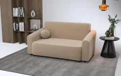 Kanapa rozkładana dwuosobowa Stevio 170 cm z pojemnikiem beżowa szenil hydrofobowy