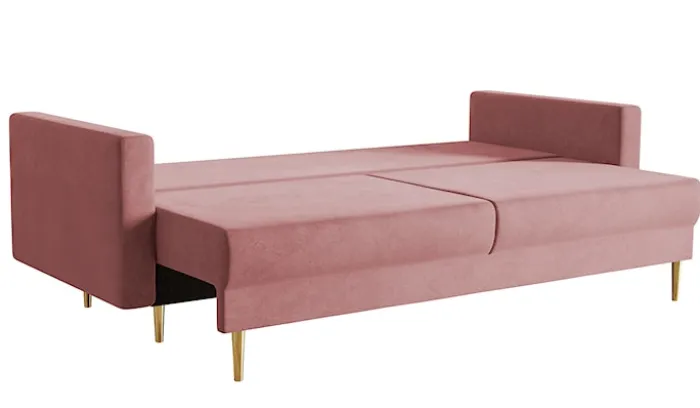 Kanapa rozkładana trzyosobowa Valico różowa velvet hydrofobowy