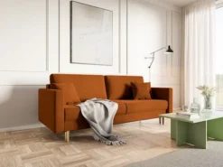 Kanapa rozkładana trzyosobowa Valico miedziana velvet hydrofobowy