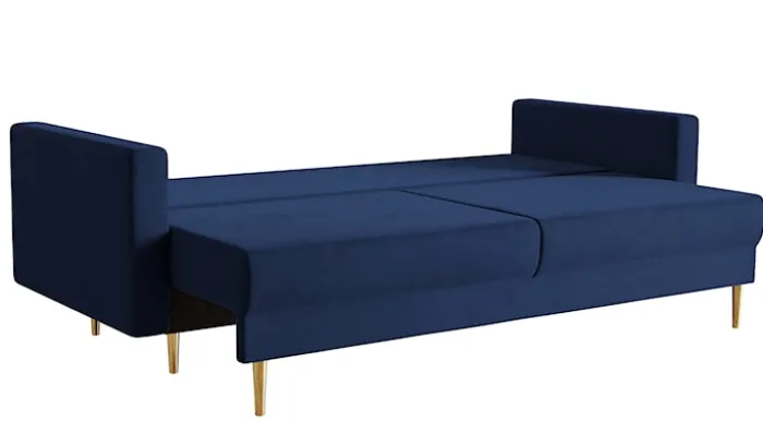 Kanapa rozkładana trzyosobowa Valico granatowa velvet hydrofobowy