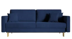 Kanapa rozkładana trzyosobowa Valico granatowa velvet hydrofobowy