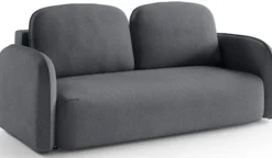Kanapa rozkładana trzyosobowa Ravelio z pojemnikiem grafitowa szenil