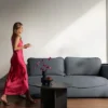 Kanapa rozkładana trzyosobowa Cutie z pojemnikiem grafitowa welur łatwoczyszczący