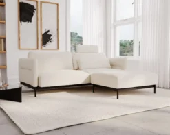 Kanapa rozkładana trzyosobowa Solianero z pufą kremowa szenil hydrofobowy