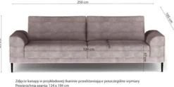 Kanapa rozkładana trzyosobowa Capitol z pojemnikiem niebieskoszara sztruks