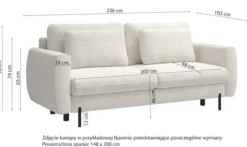 Kanapa rozkładana trzyosobowa Rane z pojemnikiem szarobeżowa szenil hydrofobowy
