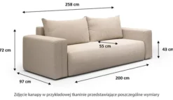 Kanapa rozkładana trzyosobowa Lummi z pojemnikiem jasnobeżowa szenil hydrofobowy