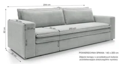 Kanapa rozkładana trzyosobowa Baptello z pojemnikiem musztardowa sztruks