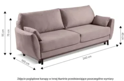 Kanapa rozkładana trzyosobowa Toivola z pojemnikiem jasnozielona velvet hydrofobowa