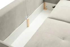 Kanapa rozkładana trzyosobowa Laristia z pojemnikiem szarobeżowa szenil hydrofobowy