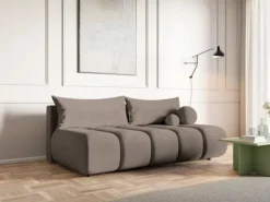 Kanapa trzyosobowa Dandelino Mini z funkcją spania beżowa szenil
