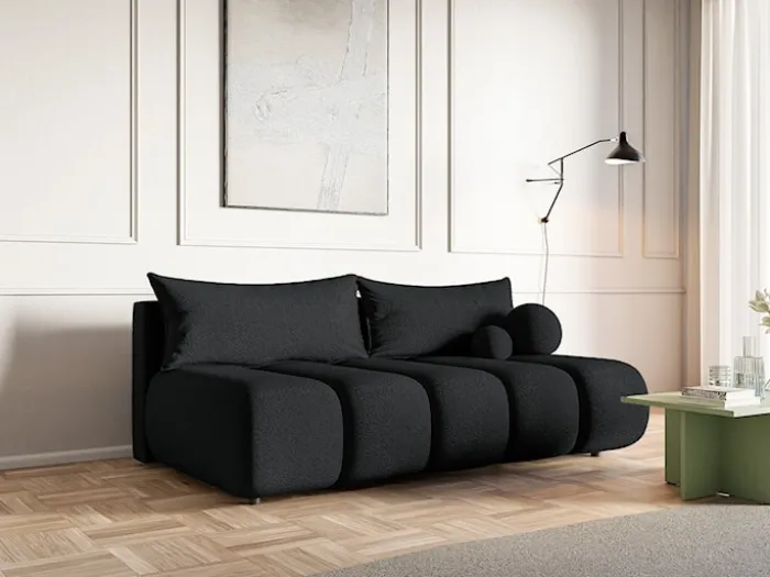 Kanapa trzyosobowa Dandelino Mini z funkcją spania czarna boucle