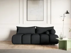 Kanapa trzyosobowa Dandelino Mini z funkcją spania czarna boucle