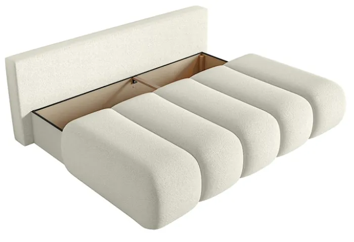 Kanapa trzyosobowa Dandelino Mini z funkcją spania kremowa boucle