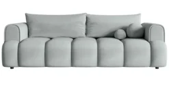 Kanapa trzyosobowa Dandelino z funkcją spania jasnoszara welur hydrofobowy