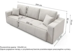 Kanapa trzyosobowa Wind z pojemnikiem beżowa szenil