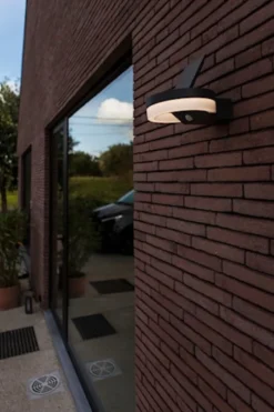 Kinkiet zewnętrzny Runda LED solarny biało-szary