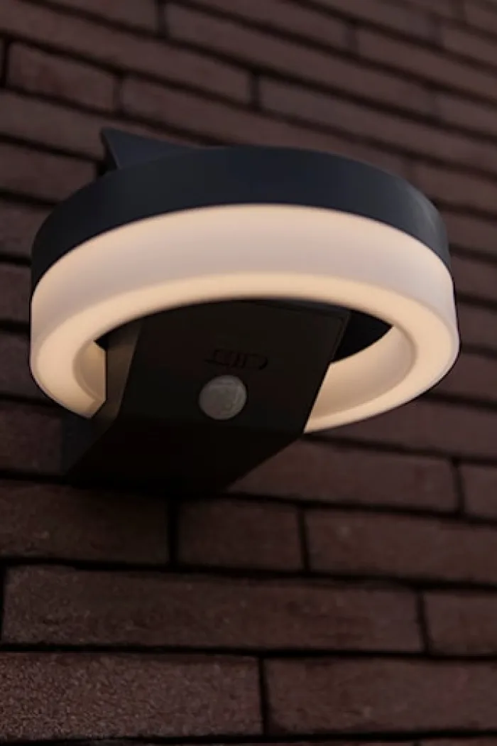 Kinkiet zewnętrzny Runda LED solarny biało-szary