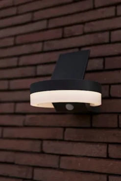 Kinkiet zewnętrzny Runda LED solarny biało-szary