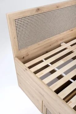 Łóżko drewniane Trivilla z szufladami dąb artisan/ plecionka wiedeńska